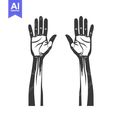 Aset desain premium: Two human arms raised in a gesture of reaching upwards