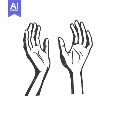 Premium design asset: Two open human hands are raised upwards against a white background