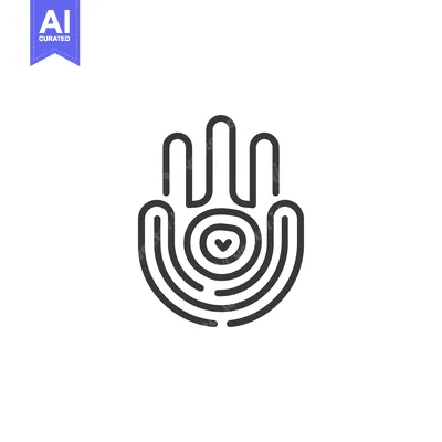 Premium design asset: Hand with a heart in the center, surrounded by concentric circles