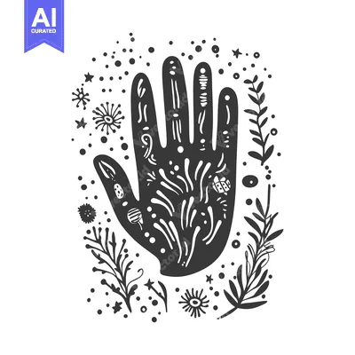Aset desain premium: Hand with Detailed Floral and Geometric Patterns