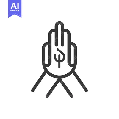 Aset premium populer: Hand with Fire Symbol in Abstract Mountain Landscape