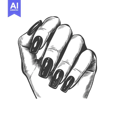 Aset desain premium: Hand with Long Black Nails in a Clenched Fist