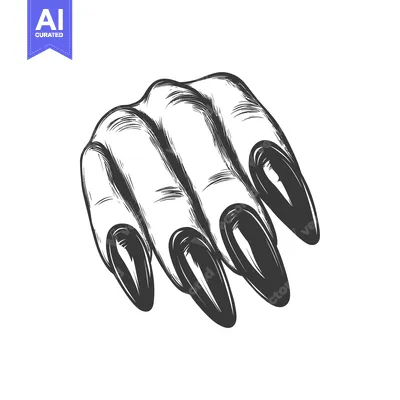 Hand with long, sharp, black fingernails