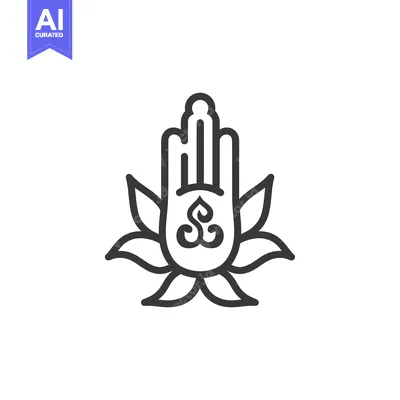 Aset desain premium: Hand with Lotus Flower Symbol