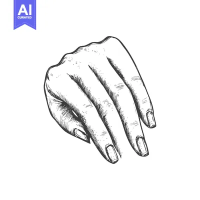 Hand with manicured fingernails in a sketch style