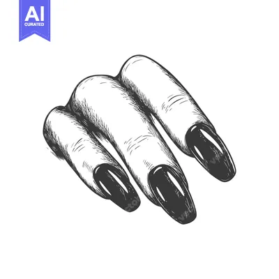 Aset premium populer: Hand with Three Long Fingernails and Black Nail Polish