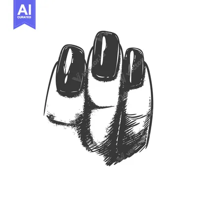 Aset premium populer: Hand with Three Polished Black Fingernails