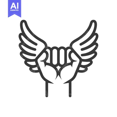 Premium design asset: Hand with wings in a fist position