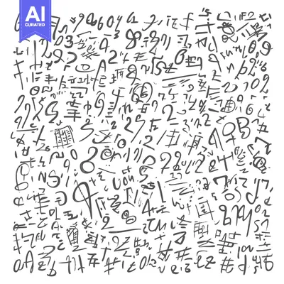 Popular premium asset: Handwritten Numbers and Symbols in Gray on a White Background