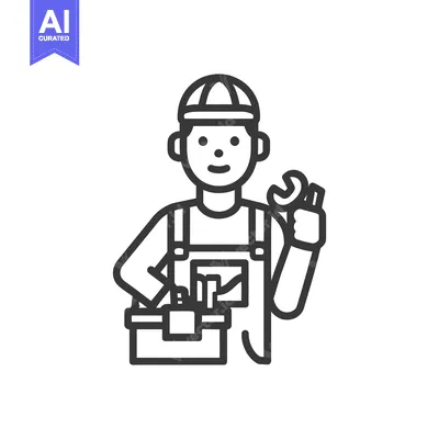 Aset premium populer: Cartoon Mechanic with Wrench and Toolbox Icon Illustration