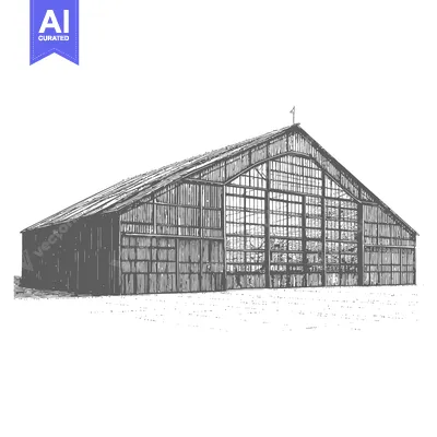 Popular premium asset: A Large Wooden And Glass Hangar Building Stands