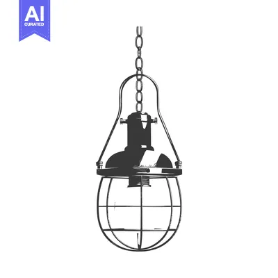 Aset premium populer: Hanging Light Fixture with a Cage and Chain