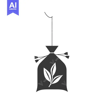 Aset desain premium: Hanging Tea Bag with Leaf Design