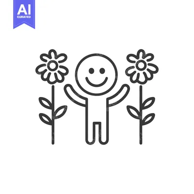 Popular premium asset: A smiling person stands near flowers with their arms raised