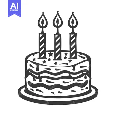 Aset desain premium: A delicious birthday cake adorned with burning candles and stars