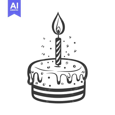 Aset premium populer: A delicious birthday cake with a lit candle on top of it