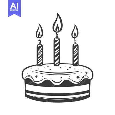 Aset desain premium: An illustrated cake topped with lit candles for celebrations