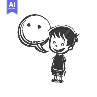 Premium design asset: Happy Cartoon Boy with Speech Bubble