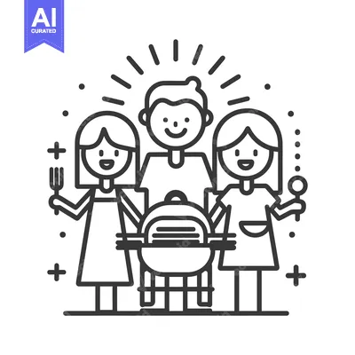 Premium design asset: Happy Family Enjoying Barbeque Together
