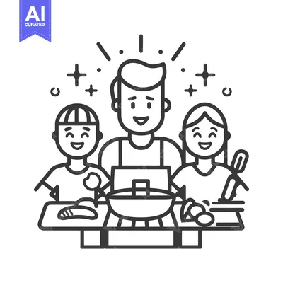 Premium design asset: Happy Family Grilling Together