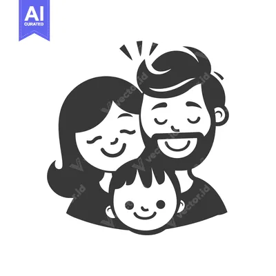 Aset premium populer: Happy Family of Three with Smiling Faces