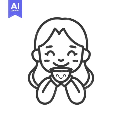 Popular premium asset: Happy Girl Holding a Smiling Cup with Both Hands
