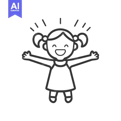 Happy Girl with Pigtails and Open Arms