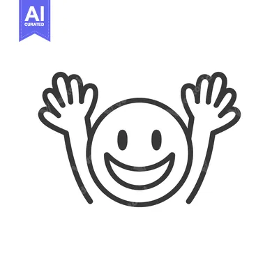 Popular premium asset: Smiling Emoticon With Raised Arms Expressing Joyful Feelings And Happi