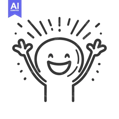 Popular premium asset: A simple black and white illustration of a happy character