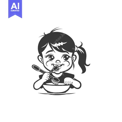 Aset premium populer: Happy Little Girl Cleaning a Bowl with a Brush and a Sponge