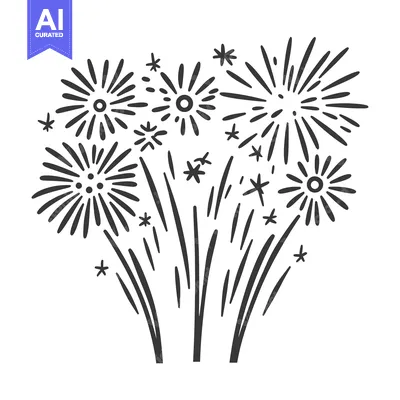 Premium design asset: Graphic illustration of fireworks exploding with starburst bursts and
