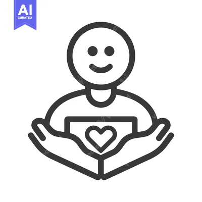 Aset desain premium: Happy Person Holding Heart in Hands