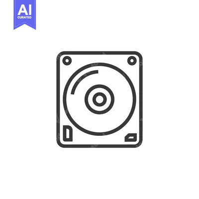 Aset premium populer: Hard Disk Drive Icon: Minimalist Line Art for Data Storage Solutions