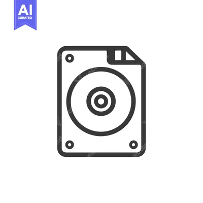 Aset desain premium: Minimalist Hard Drive Icon with Folded Page Corner Detail
