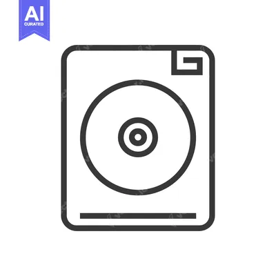 Aset premium populer: Minimalist Hard Drive Icon: Clean Line Art for Data Storage