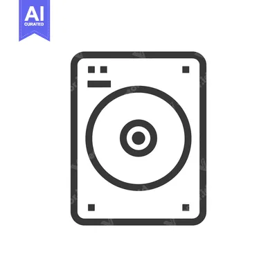 Aset desain premium: Hard Disk Drive Icon: Minimalist Design with Rounded Edges and Data St