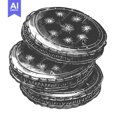Aset premium populer: Stacked Cookies Detailed Ink Drawing Illustration