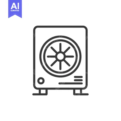 Aset desain premium: Minimalist Line Art: Air Conditioner Unit with Circular Fan Design