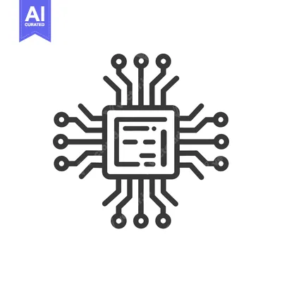 Aset desain premium: Minimalist Microchip Icon: Clean, Modern Technology Symbol on White Ba