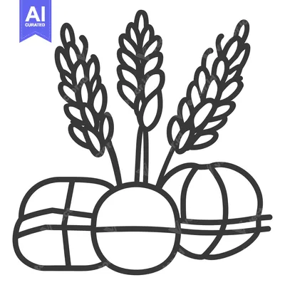 Aset premium populer: Simple black and white drawing of harvest related items