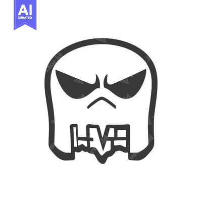 Aset premium populer: A stylized illustration depicts a stern looking ghostly head with a sy