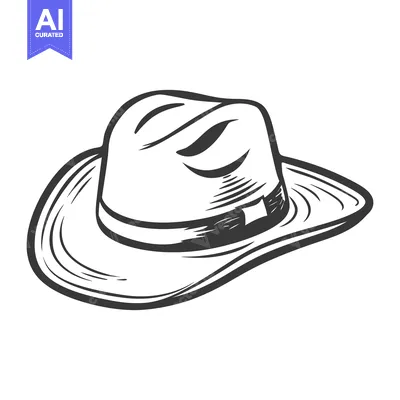 Popular premium asset: A black and white illustration depicting a vintage fedora hat
