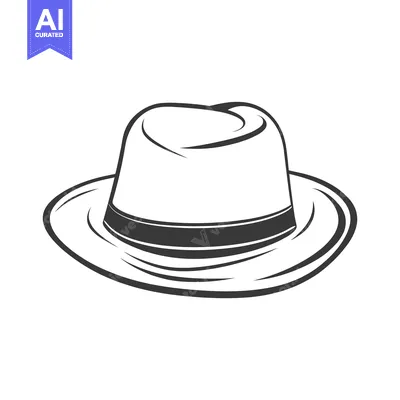 Aset premium populer: A monochromatic illustration of a classic fedora hat on display