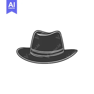 Popular premium asset: A simple grayscale illustration of a classic fedora hat