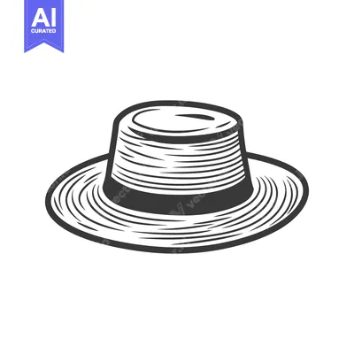 Aset premium populer: A simple monochromatic illustration of a casual brimmed hat design