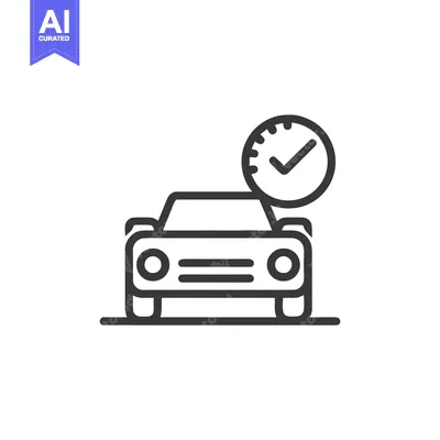 Popular premium asset: Car Service Icon: Vehicle with Clock and Checkmark, Minimalist Line Ar