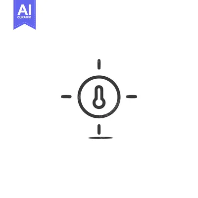 Aset premium populer: Minimalist Thermometer Icon with Crosshairs on White Background
