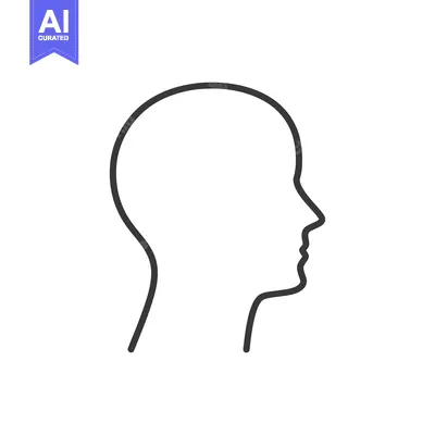 Aset desain premium: A minimalistic black outline drawing of a human head profile