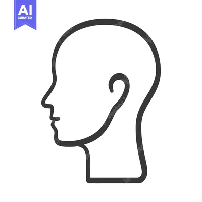 Aset premium populer: Simple black and white outline illustration depicting a human head pro