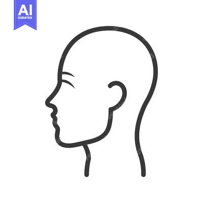 Premium design asset: A simplified line art drawing of a human head profile